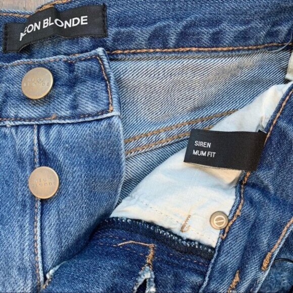 Urban Outfitters Neon Blonde Siren High Rise Tapered Jean Straight leg Distress - Picture 5 of 13